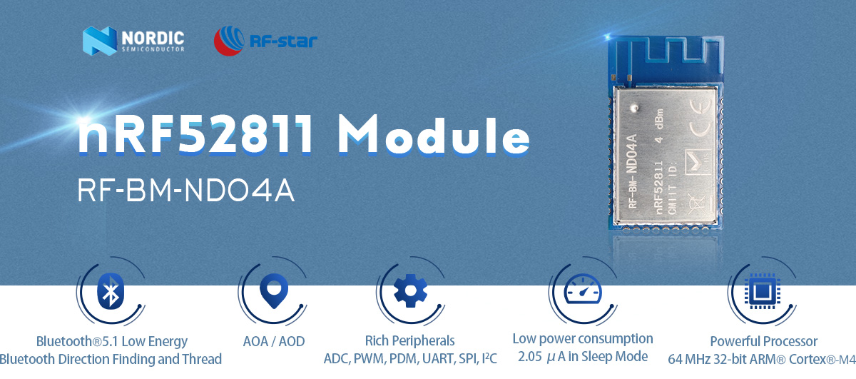 BLE 5.0 다중 프로토콜 무선 통신 모듈 RF-BM-ND04A