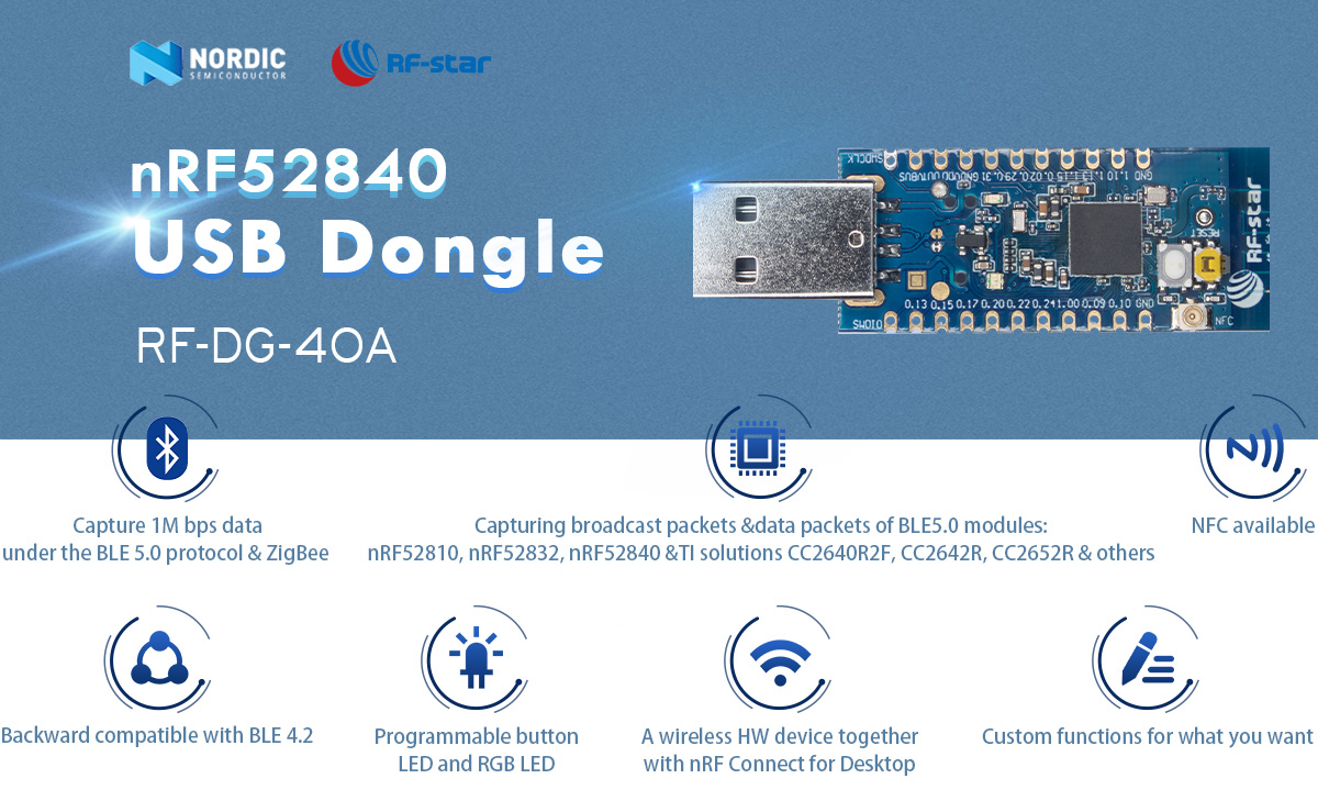 nRF 52840 RF-DG-40A USB 동글 특징
