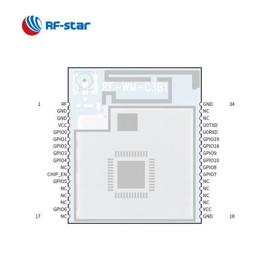 Low-Power ESP32-C3 2.4 GHz WiFi & Bluetooth 5.0 Module RF-WM-C3B1