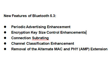 Bluetooth 5.3 사양에는 어떤 기능이 추가됩니까?
